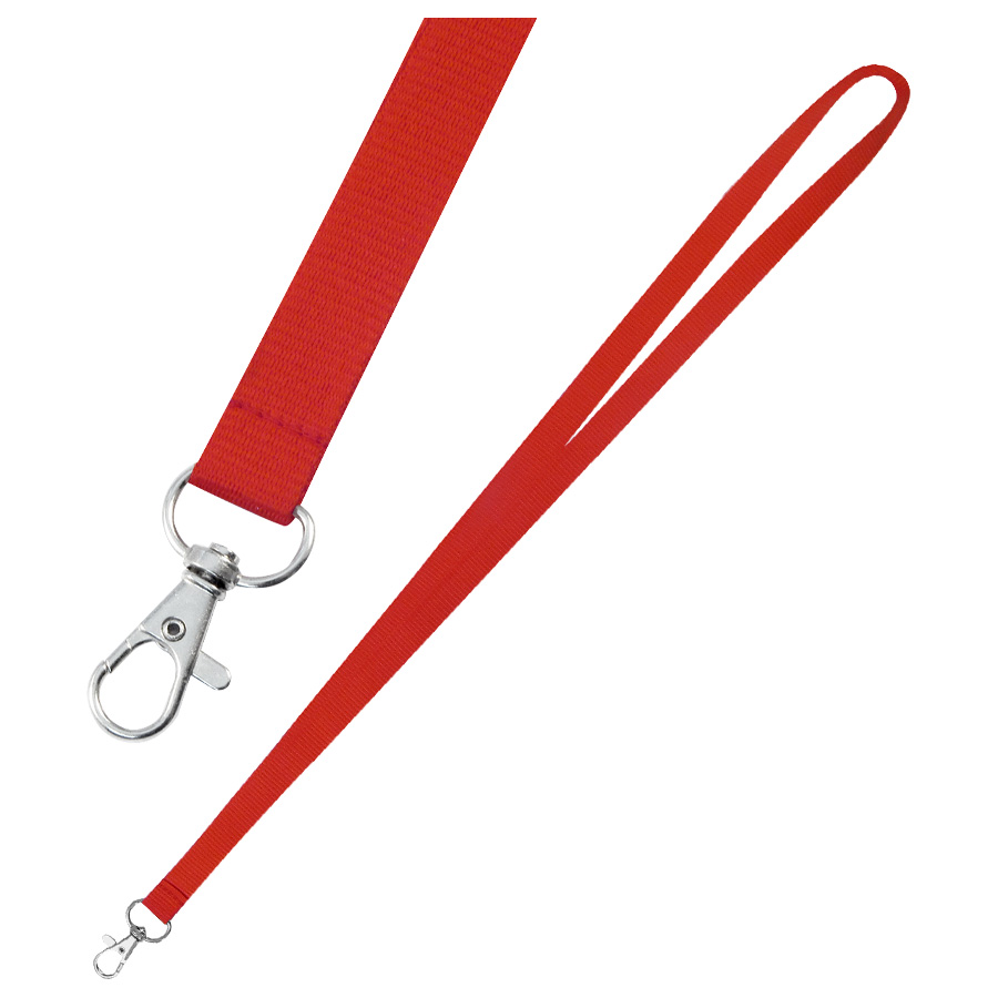 Lanyard rojo con gancho de metal y mosquetón