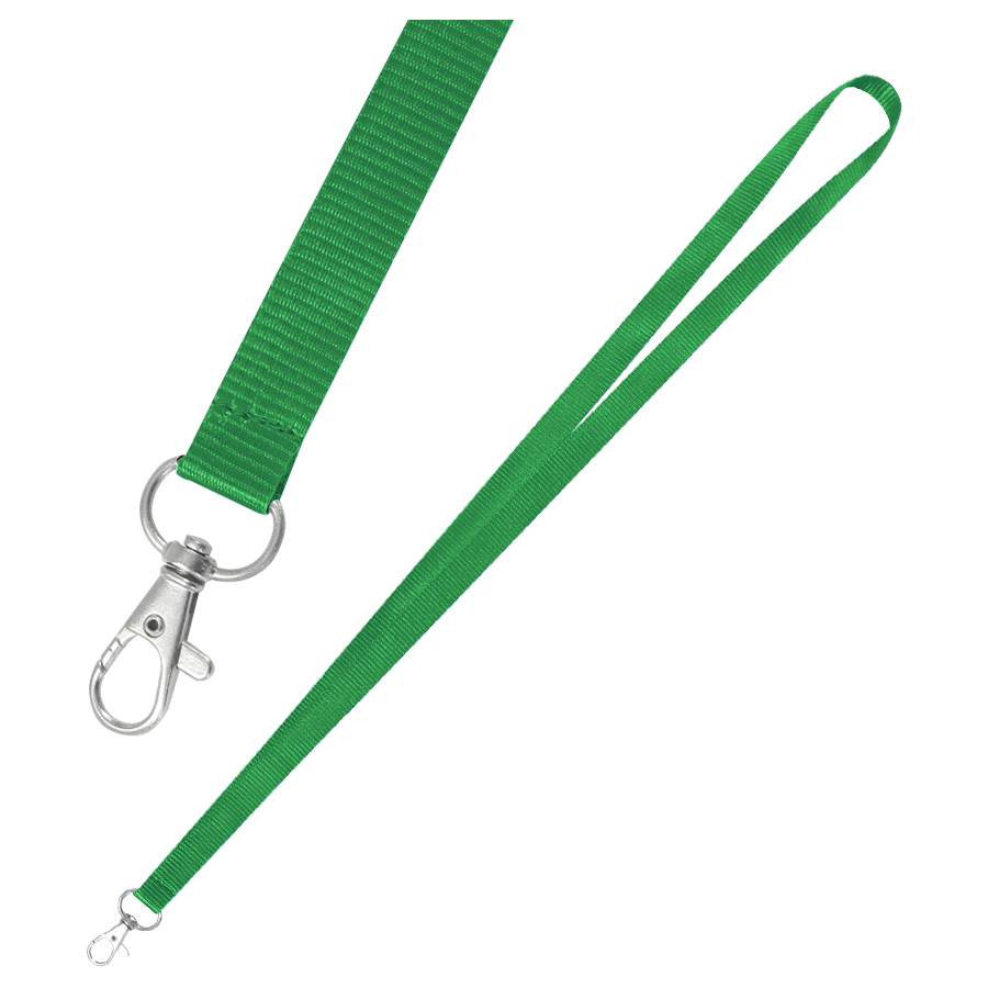 Lanyard verde con gancho de metal y mosquetón