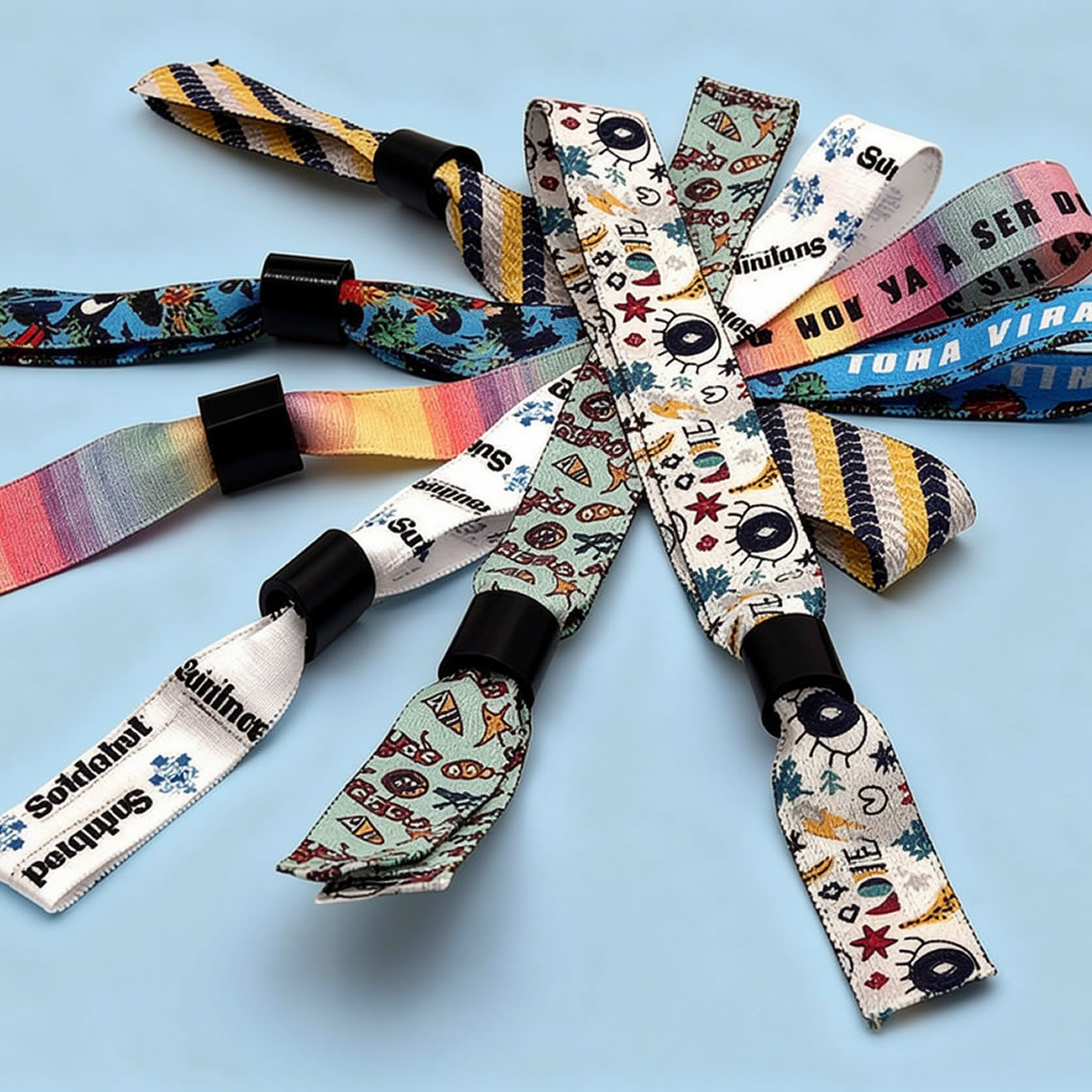 6 pulseras de distintos colores con broches negros